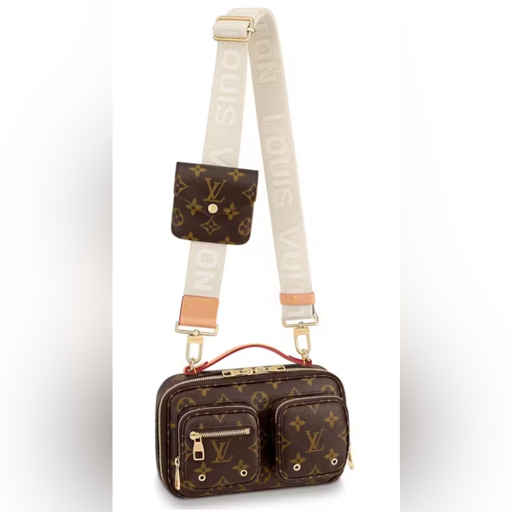 Louis Vuitton Monogram Brown Crossbody Bag with Cream Strap